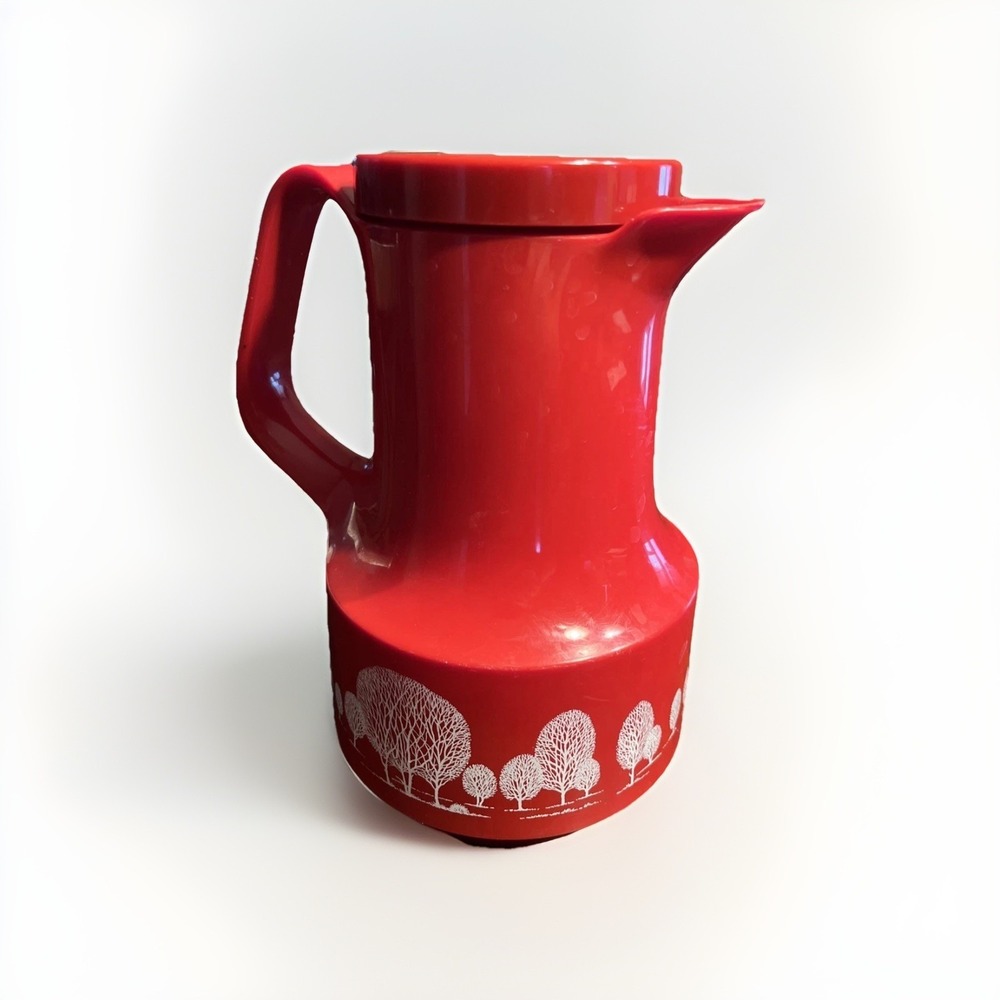 Vintage‎ Thermos Bettina West Germany #540 Coffee Butler Carafe Trees Red White